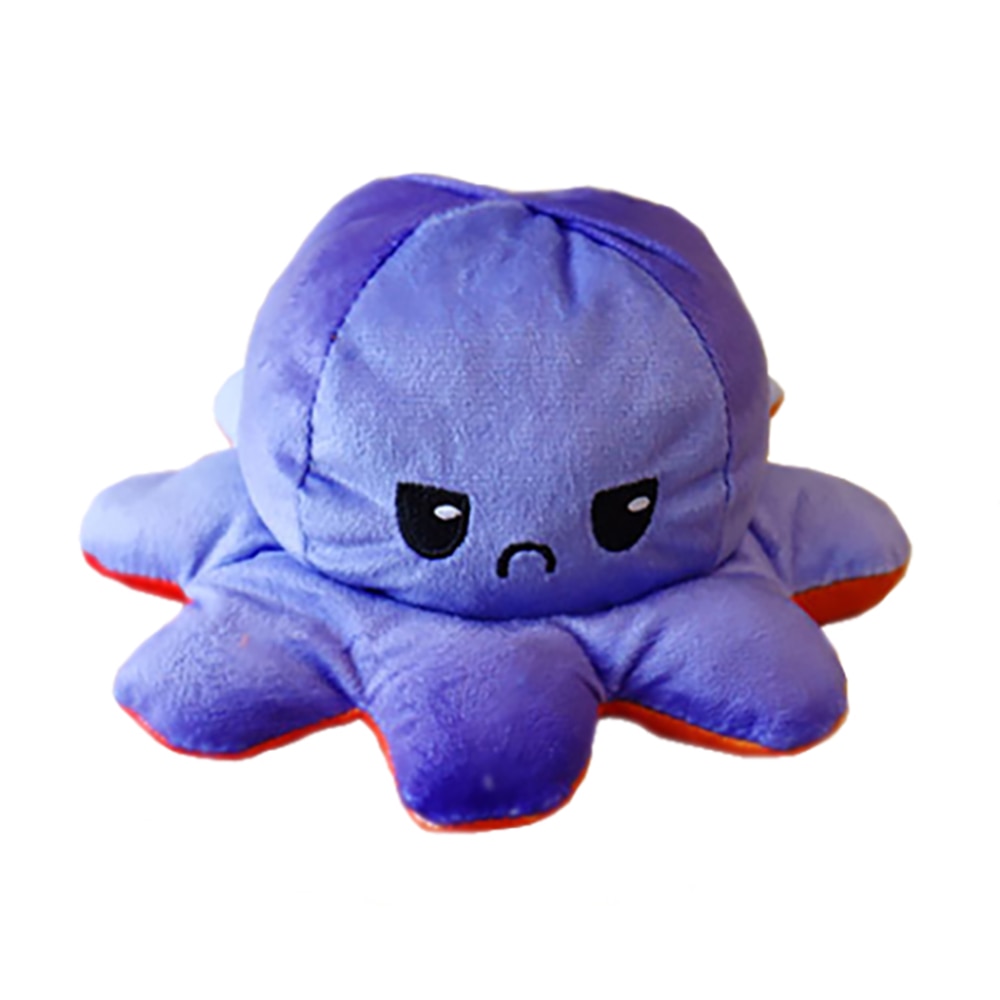 Caracatita reversibila din plus cu doua emotii, Octopus Mood trista si vesela, 19 x 15 cm, Violet/Portocaliu, Urban Trends ®