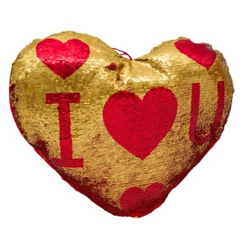 Perda decorativa, Zola, in forma de inima, cu paiete, rosie/aurie, ' I love you' 50 cm Perda decorativa, Zola, in forma de inima, cu paiete, rosie/aurie, ' I love you' 50 cm