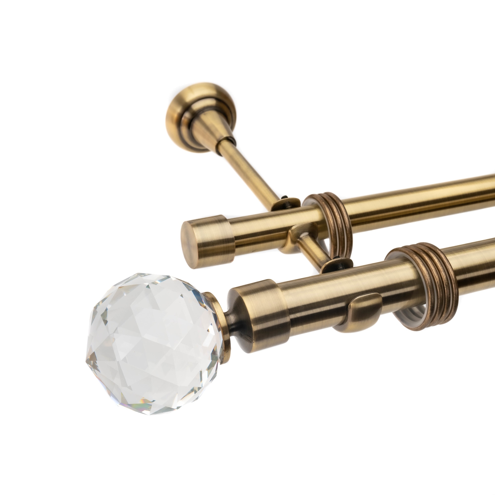 Galerie dubla Cristal 25/19, metal, antic 160 cm, cu accesorii pentru montaj