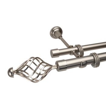 Galerie dubla Spirala 25/19, metal, argintiu 300 cm, cu accesorii pentru montaj Galerie dubla Spirala 25/19, metal, argintiu 300 cm, cu accesorii pentru montaj