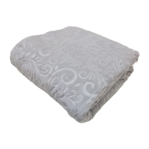 Patura pat dublu embosata 180x200cm , Mink, Gri deschis