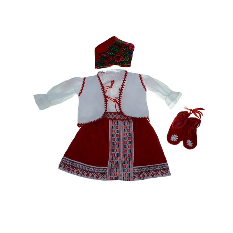 Set 6 piese bluza, catrinta, batic, vesta si botosei pentru fete Mini Junior 190-68M, Multicolor, 6 luni