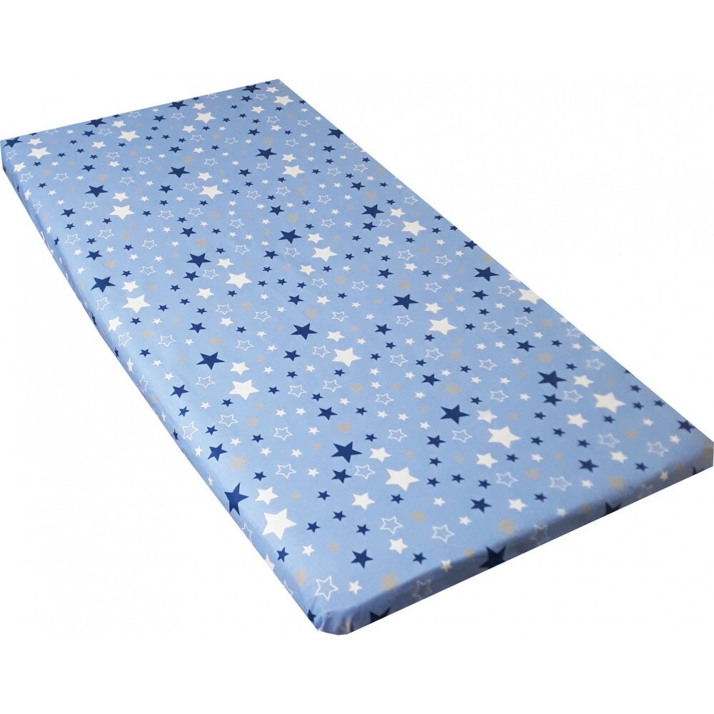 Cearceaf din bumbac cu elastic 120x60 cm Stars Blue