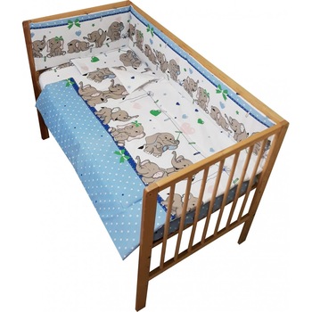 Lenjerie patut 120x60 cm cu 4 piese Nichiduta Elefantei Albastru Lenjerie patut 120x60 cm cu 4 piese Nichiduta Elefantei Albastru