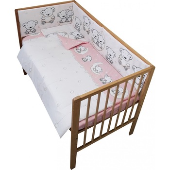 Lenjerie patut 120x60 cm cu 4 piese Nichiduta Teddy on the Moon Pink Lenjerie patut 120x60 cm cu 4 piese Nichiduta Teddy on the Moon Pink