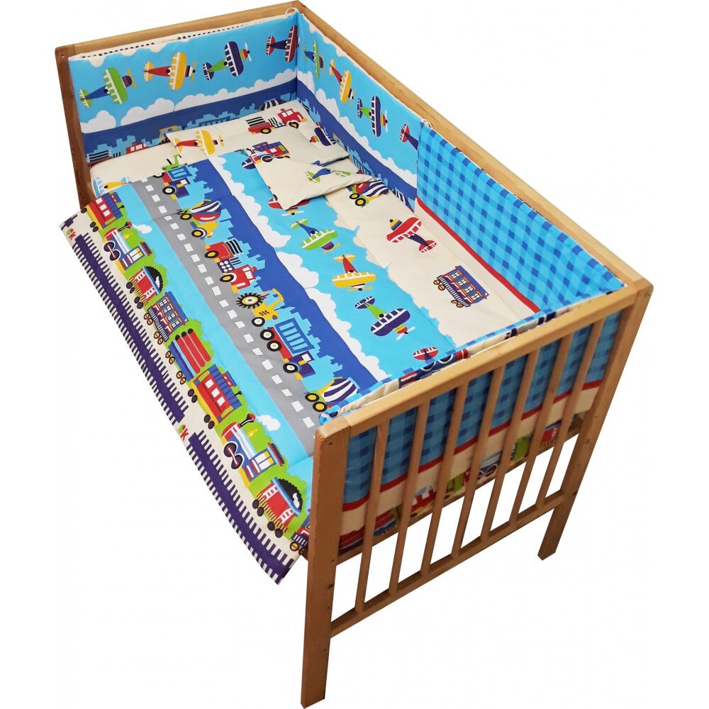 Lenjerie patut cu 2 fete si 5 piese 120x60 cm Nichiduta Travel