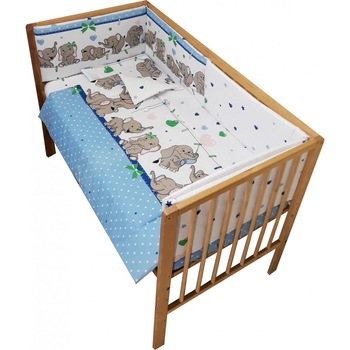 Lenjerie patut 120x60 cm cu 5 piese Nichiduta Elefantei Albastru Lenjerie patut 120x60 cm cu 5 piese Nichiduta Elefantei Albastru