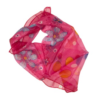 Esarfa, Batic, de dama, roz cu imprimeu floral, 50x50 cm - ES469 Esarfa, Batic, de dama, roz cu imprimeu floral, 50x50 cm - ES469