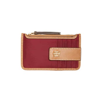 Portmoneu din piele pentru femei Tommy Hilfiger Julia Zip Card Case Deep Rouge, Rosu