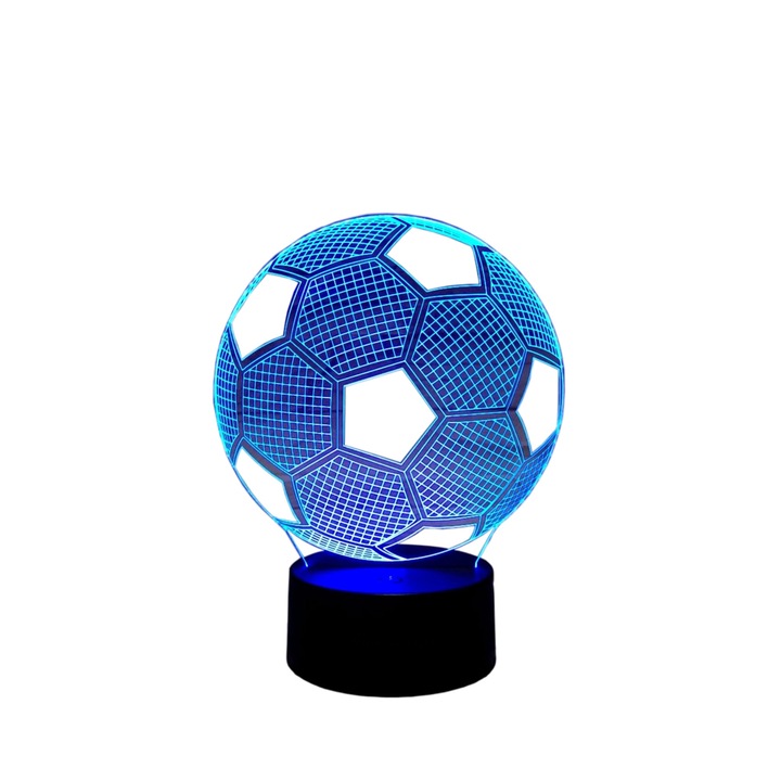 Lampa De Veghe 3D LED, Minge, 7 Culori, Lumina Ambientala, Alimentare USB cu Incarcator priza si/sau 3 baterii AA