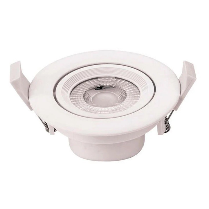 Spot LED 3285-OP, rotund, incastrat, orientabil, 7W, 525lm, lumina neutra, IP20, alb, Optonica
