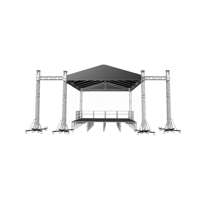 Scena mobila DSE 8.5m x 6m x 7m cu 2 extensii line-array/ecran