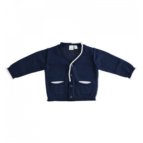 Pulover baieti Ido bleumarin cu dunga alba