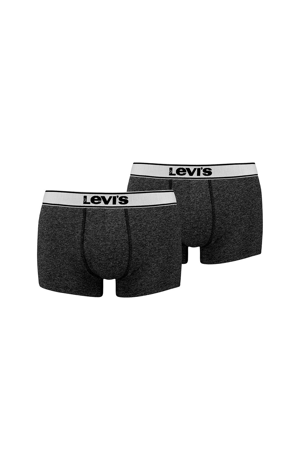 Levi's, Set de boxeri cu banda logo in talie - 2 perechi, Gri inchis