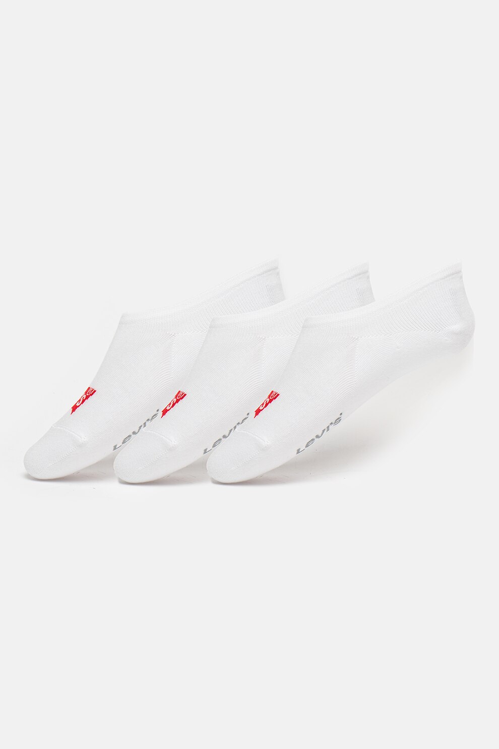 Levi's, Set de sosete unisex foarte scurte - 3 perechi, Alb/Rosu