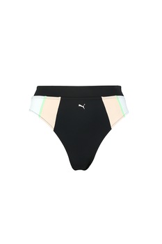 Puma, Slip hipster cu talie inalta si imprimeu logo, Negru, L Puma, Slip hipster cu talie inalta si imprimeu logo, Negru, L