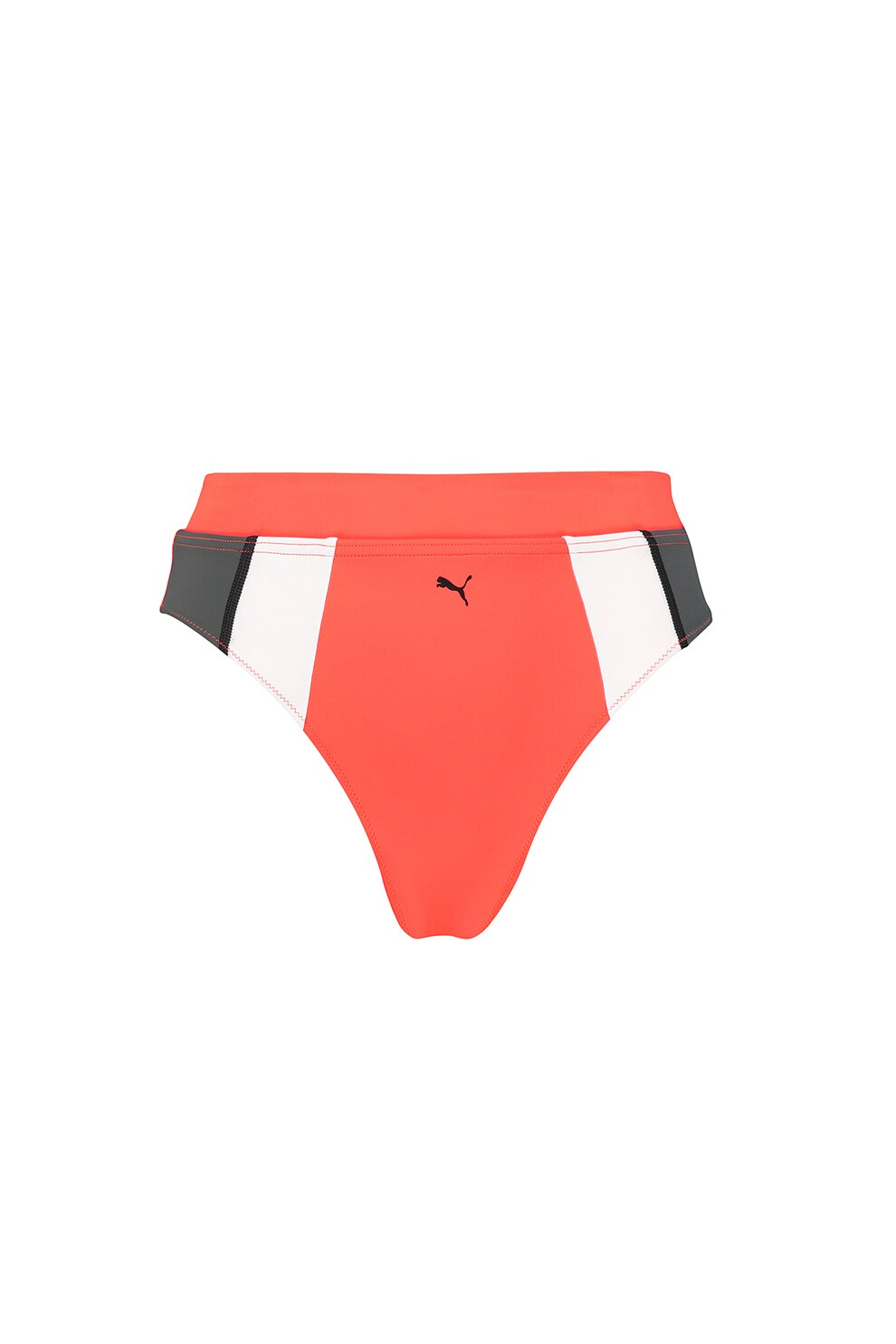 Puma, Slip hipster cu talie inalta si imprimeu logo, Oranj mandarina, L