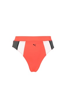 Puma, Slip hipster cu talie inalta si imprimeu logo, Oranj mandarina, L Puma, Slip hipster cu talie inalta si imprimeu logo, Oranj mandarina, L