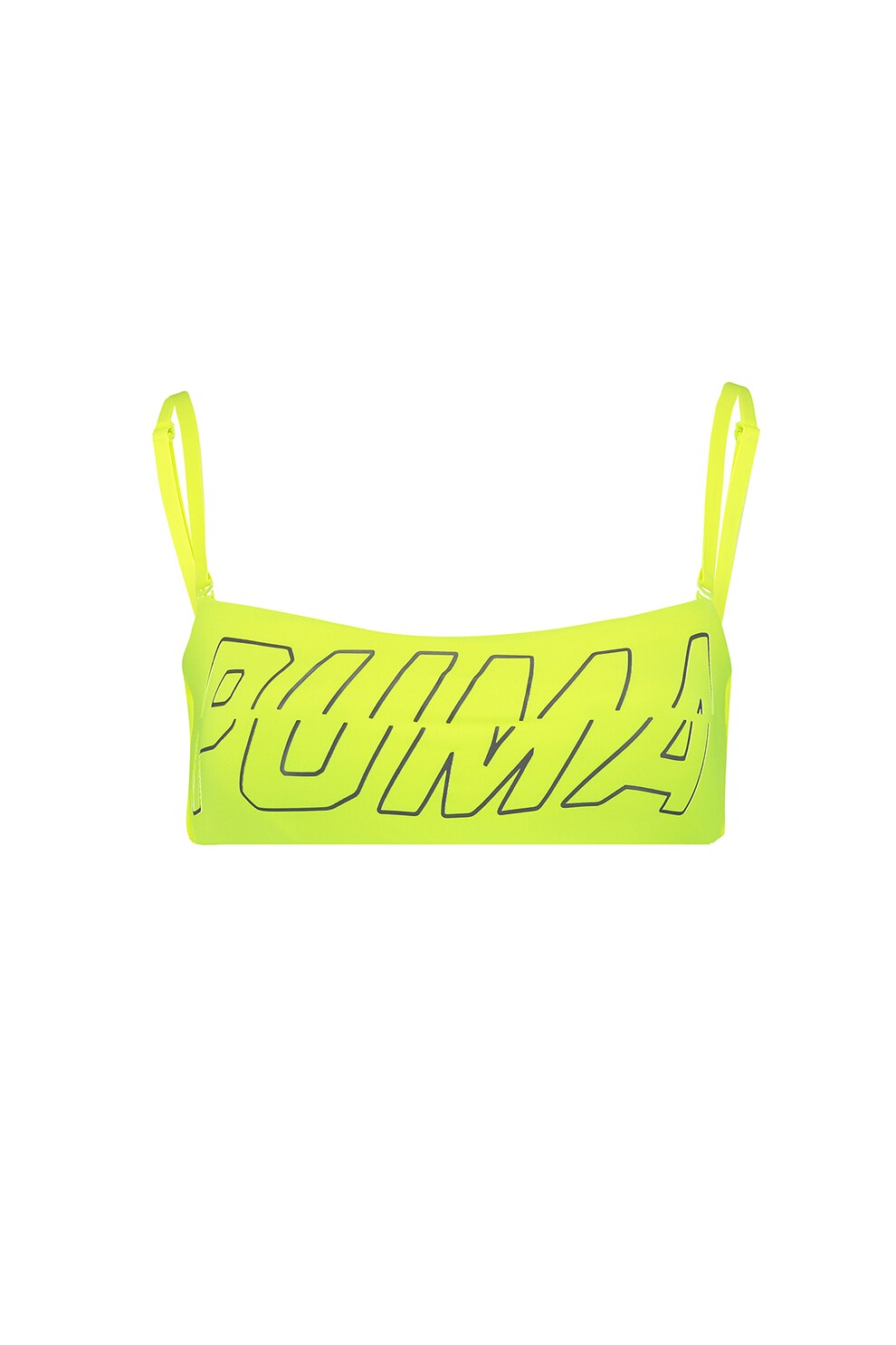 Puma, Sutien de baie bandeau cu imprimeu logo, Verde lime