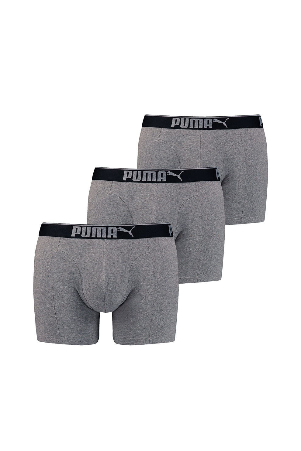Puma, Set de boxeri cu banda elastica - 3 perechi, Gri melange