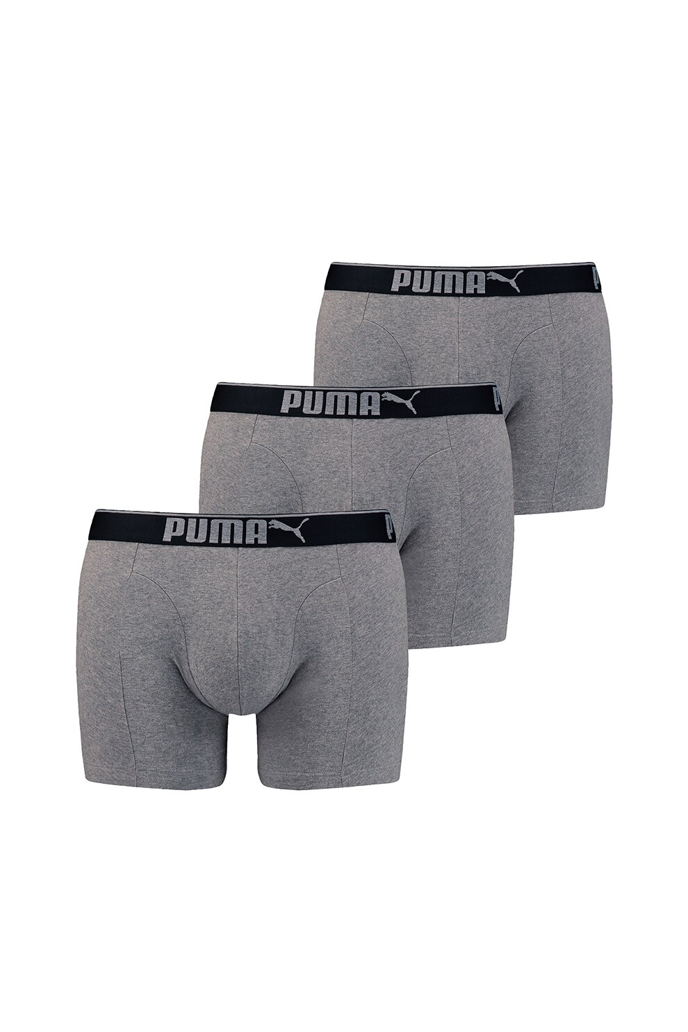 Puma, Set de boxeri cu banda elastica - 3 perechi, Gri melange