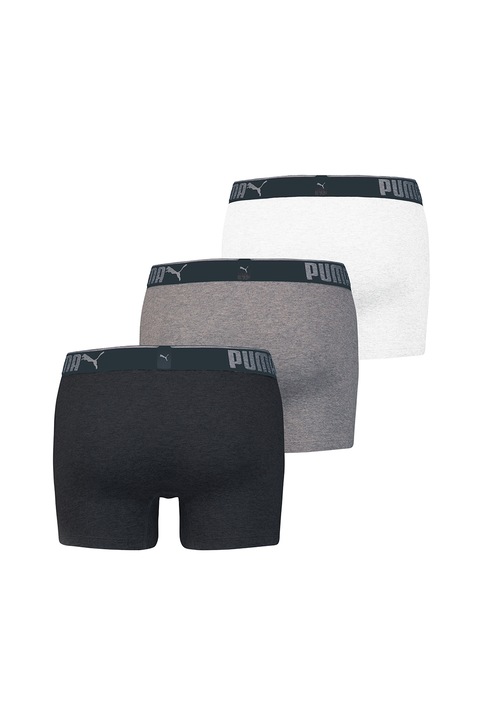 Puma, Set de boxeri cu banda elastica - 3 perechi, Gri/Alb, M