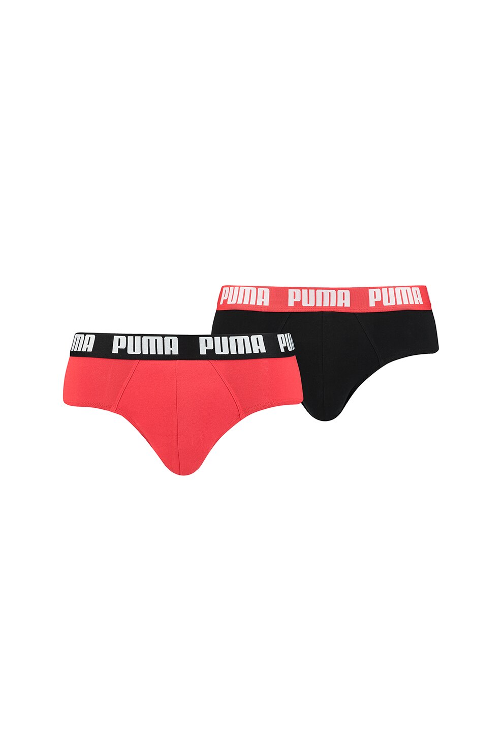 Puma, Set de chiloti cu banda logo in talie - 2 perechi, Rosu