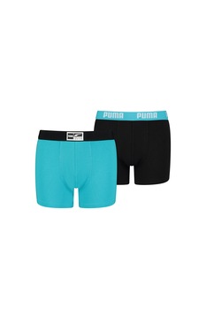 Puma, Set de boxeri cu banda logo - 2 perechi, Aquamarin/Negru Puma, Set de boxeri cu banda logo - 2 perechi, Aquamarin/Negru