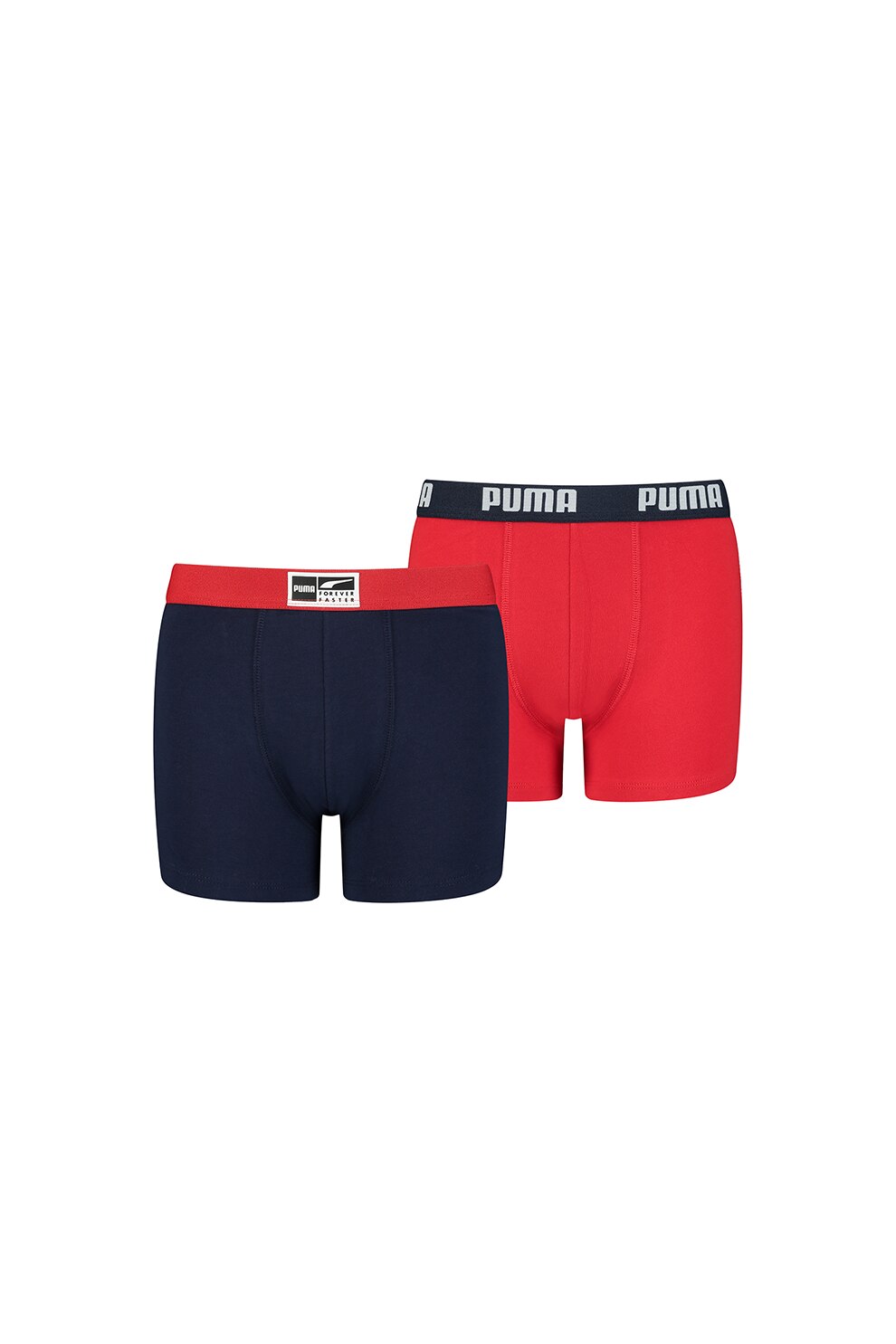 Puma, Set de boxeri cu banda logo - 2 perechi, Bleumarin/Rosu