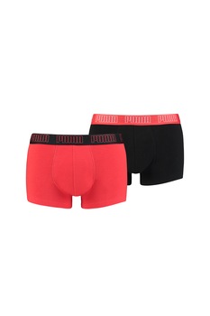 Puma, Set de boxeri cu banda logo in talie - 2 perechi, Rosu/Negru Puma, Set de boxeri cu banda logo in talie - 2 perechi, Rosu/Negru