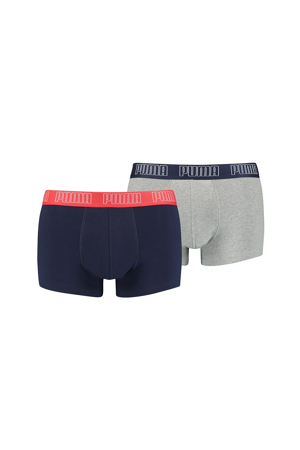Puma, Set de boxeri cu banda logo in talie - 2 perechi, Bleumarin/Gri inchis melange