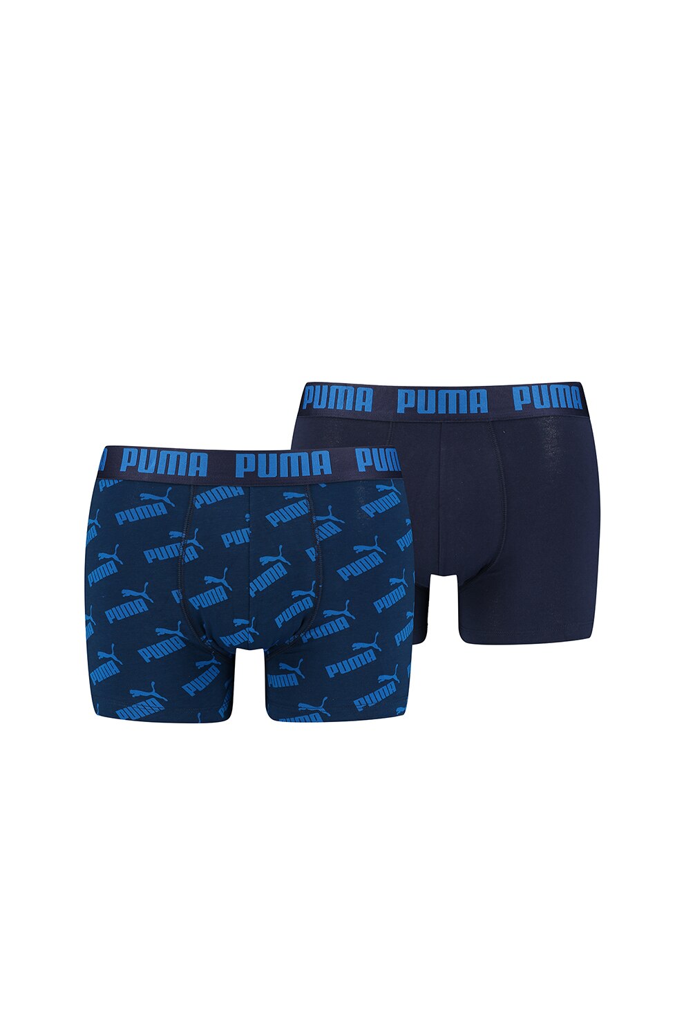 Puma, Set boxeri cu banda logo in talie - 2 perechi, Bleumarin/Albastru inchis