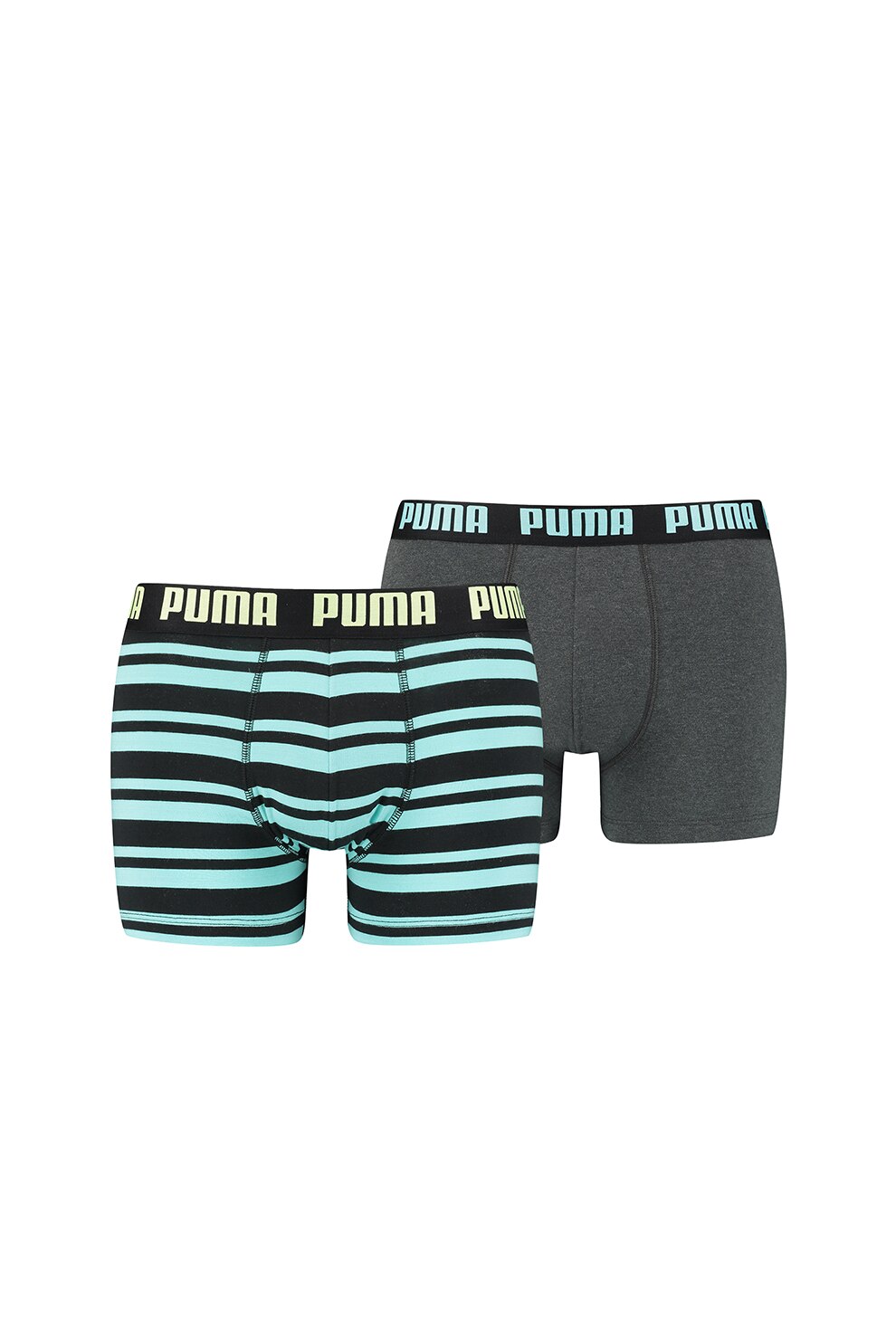Puma, Set de boxeri cu imprimeu - 2 perechi ', Gri/albastru pastel/negru