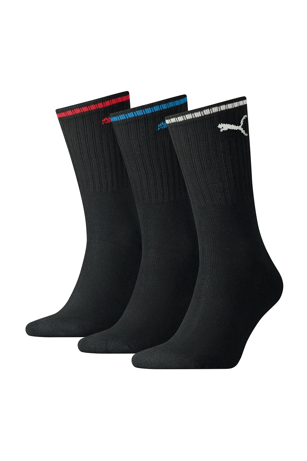 Puma, Set de sosete lungi unisex cu logo - 3 perechi, Negru, 35-38
