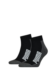 Puma, Set de sosete scurte unisex cu logo - 2 perechi, Negru/Gri inchis, 35-38 Puma, Set de sosete scurte unisex cu logo - 2 perechi, Negru/Gri inchis, 35-38
