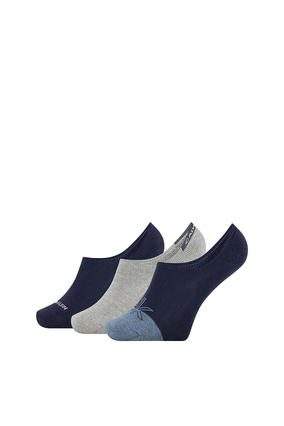 CALVIN KLEIN, Set de sosete foarte scurte - 3 perechi, Bleumarin/ Gri, One Size
