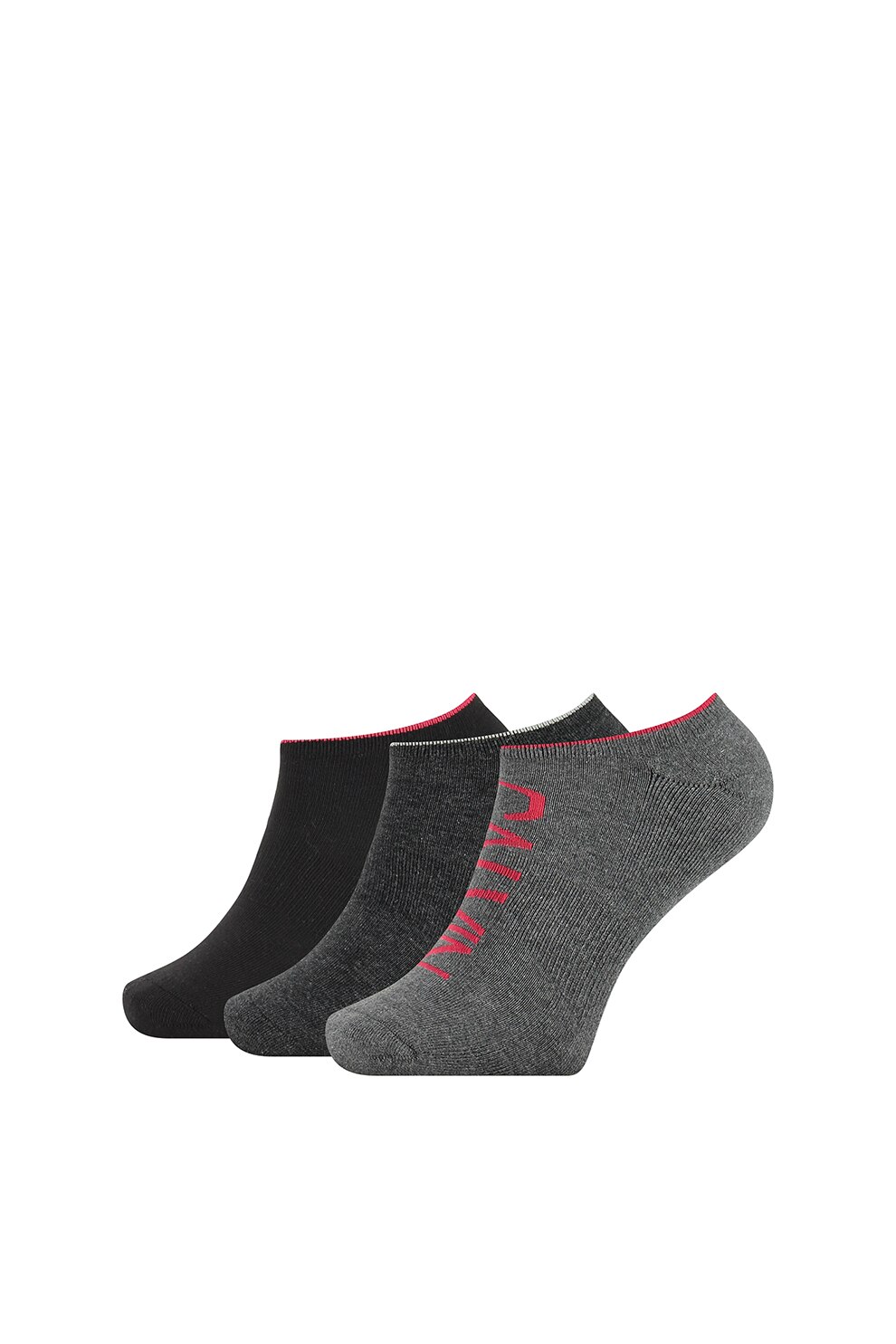 CALVIN KLEIN, Set de sosete scurte - 3 perechi, Gri inchis, One Size