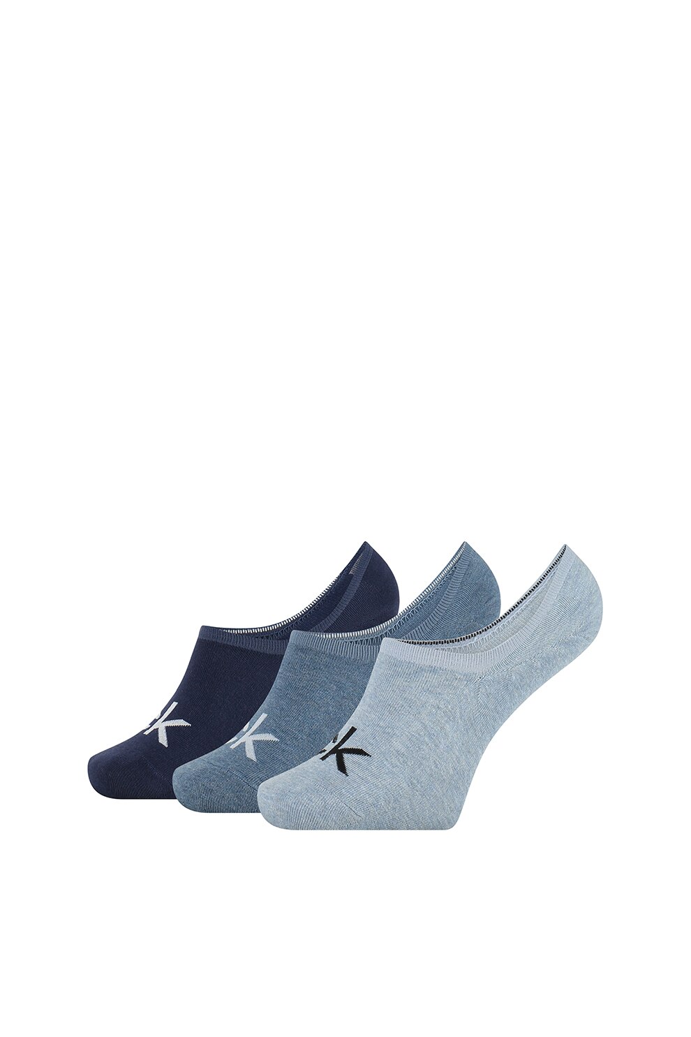 CALVIN KLEIN, Set de sosete foarte scurte cu logo - 3 perechi, Albastru, One Size