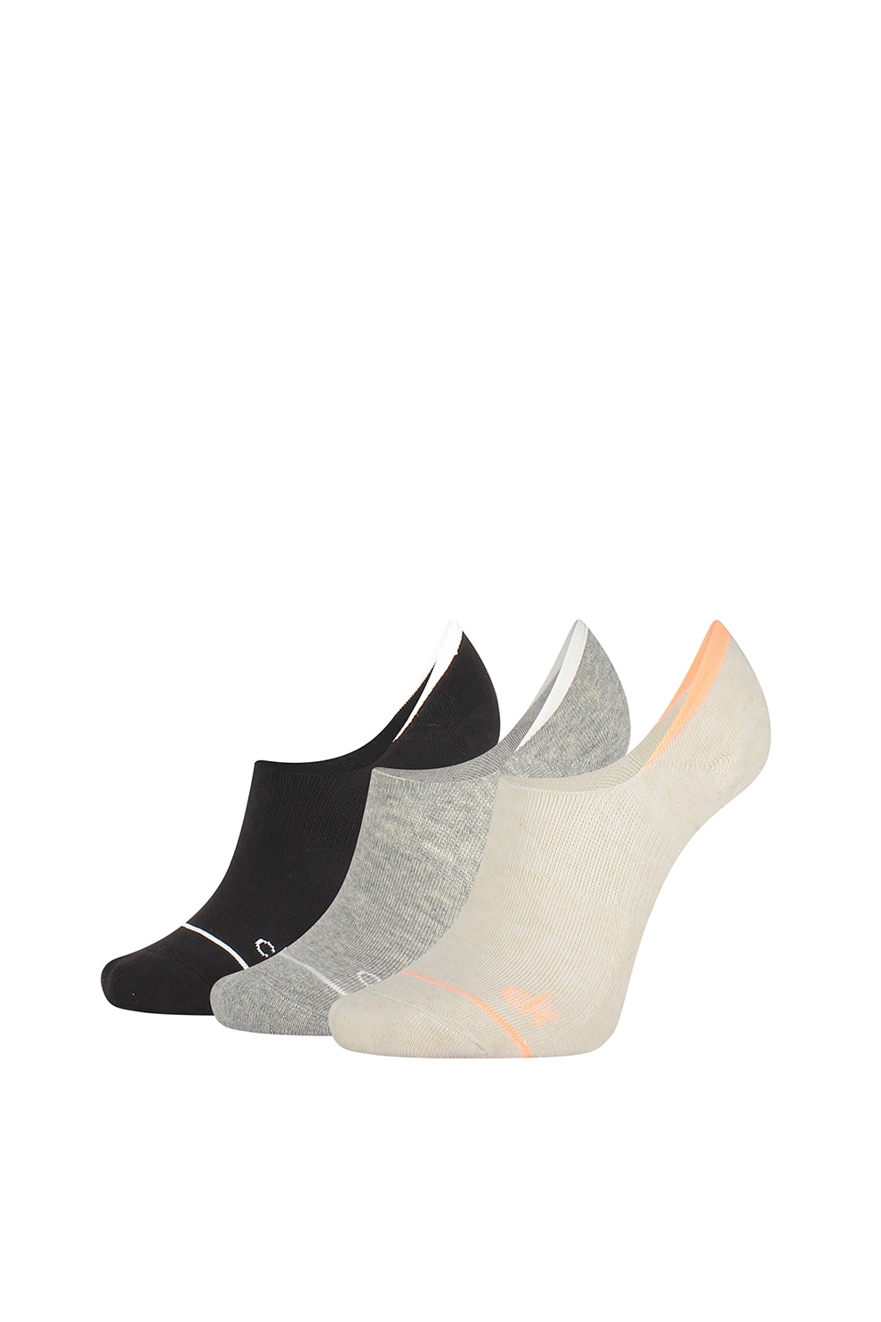 CALVIN KLEIN, Set de sosete scurte cu detaliu logo - 3 perechi, Gri/Negru/Bej, One Size