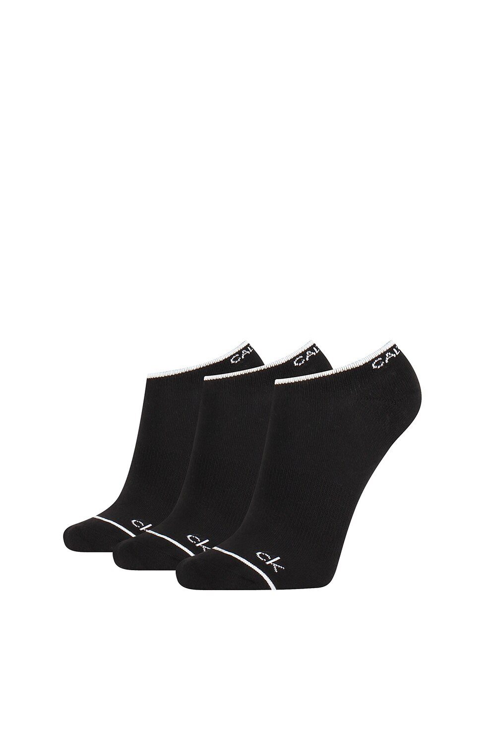 CALVIN KLEIN, Set de sosete scurte cu detaliu logo - 3 perechi, Negru, One Size