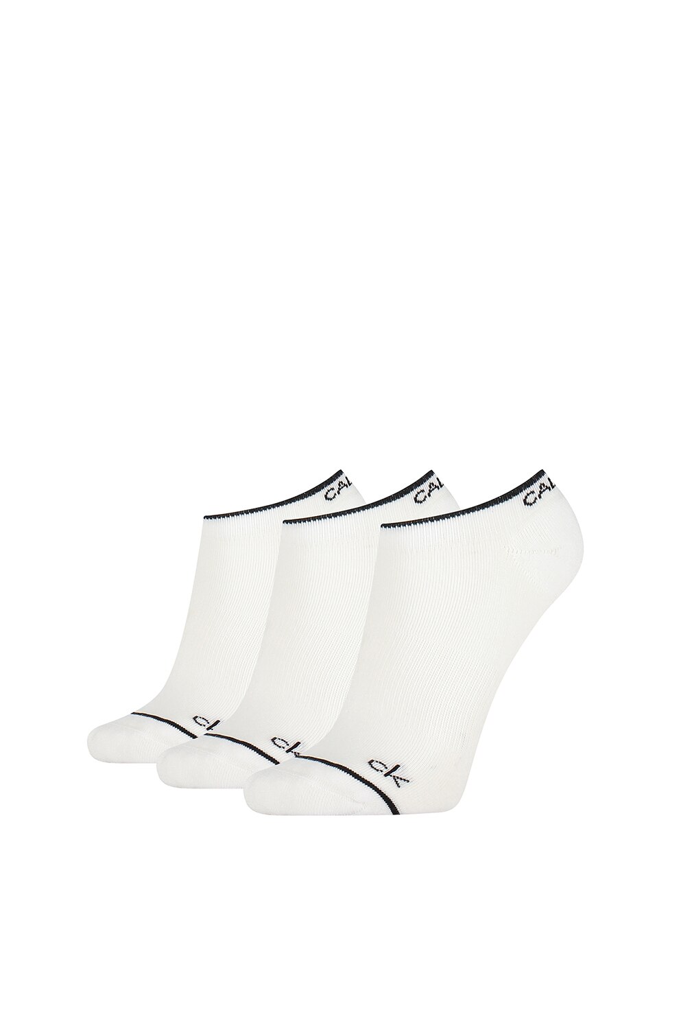 CALVIN KLEIN, Set de sosete scurte cu detaliu logo - 3 perechi, Alb, One Size