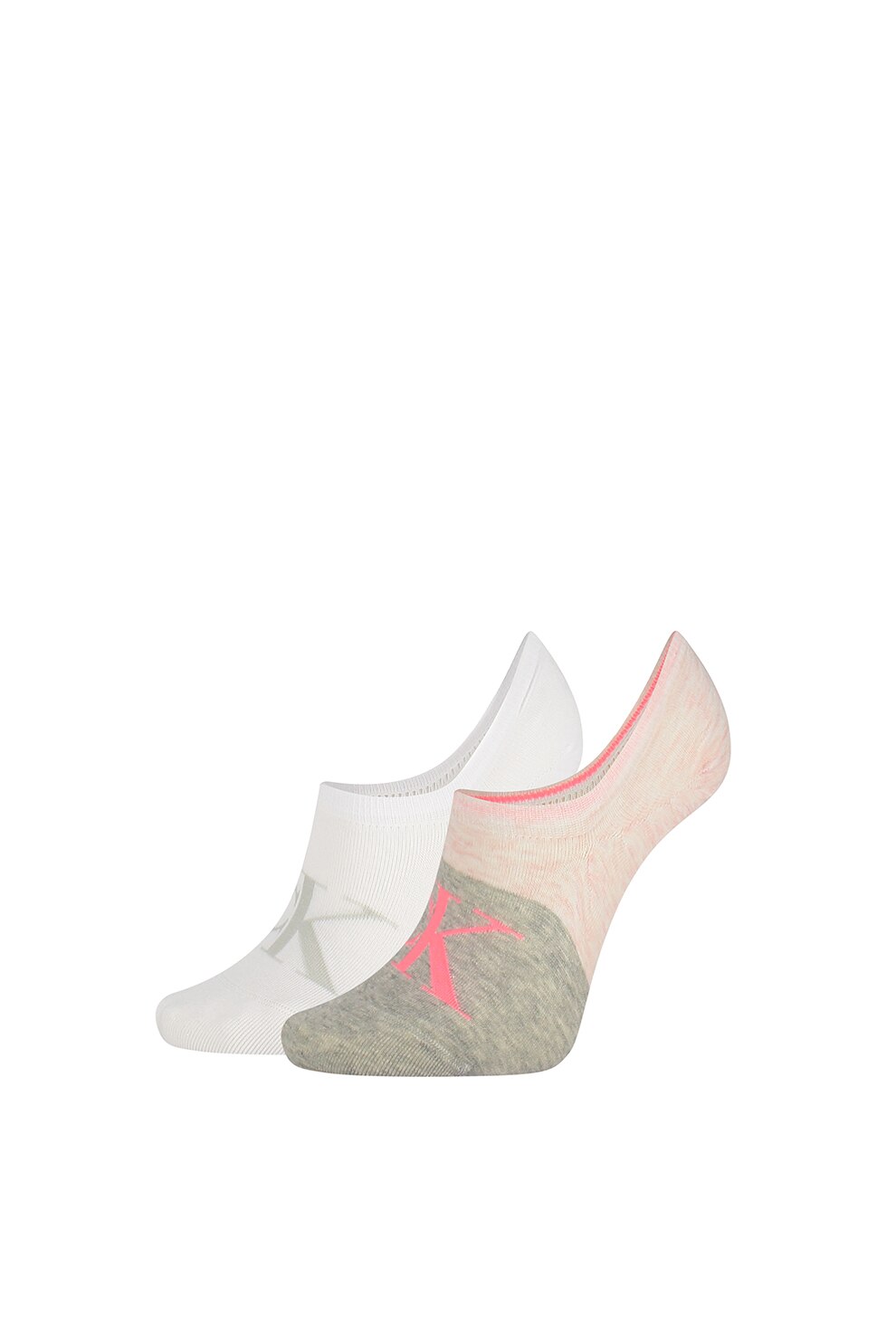 CALVIN KLEIN, Set de sosete cu logo - 2 perechi, Alb/Roz pal/Kaki, One Size
