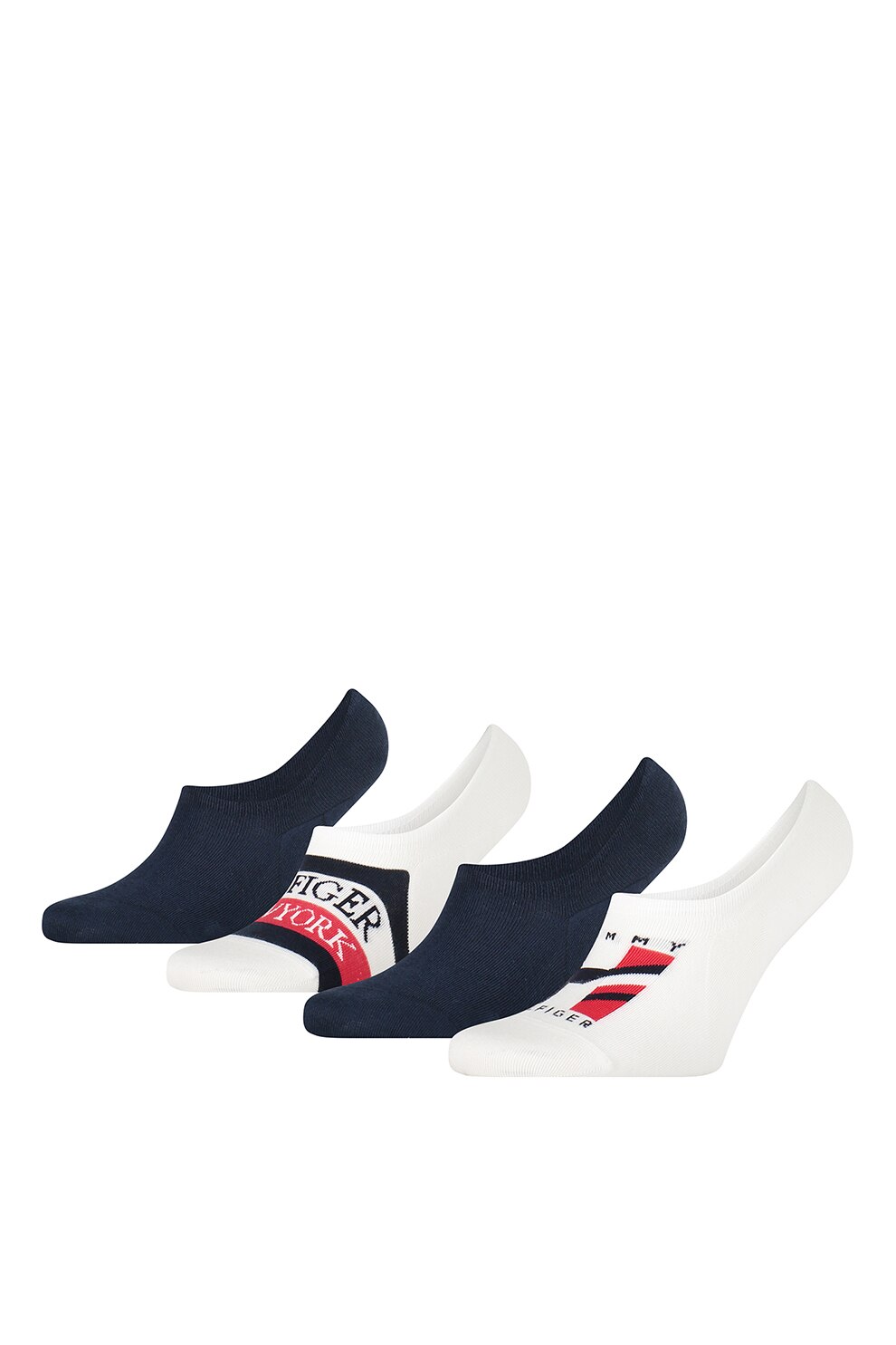 Tommy Hilfiger, Set de sosete foarte scurte cu modele diverse - 4 perechi, Bleumarin/Alb, 39-42