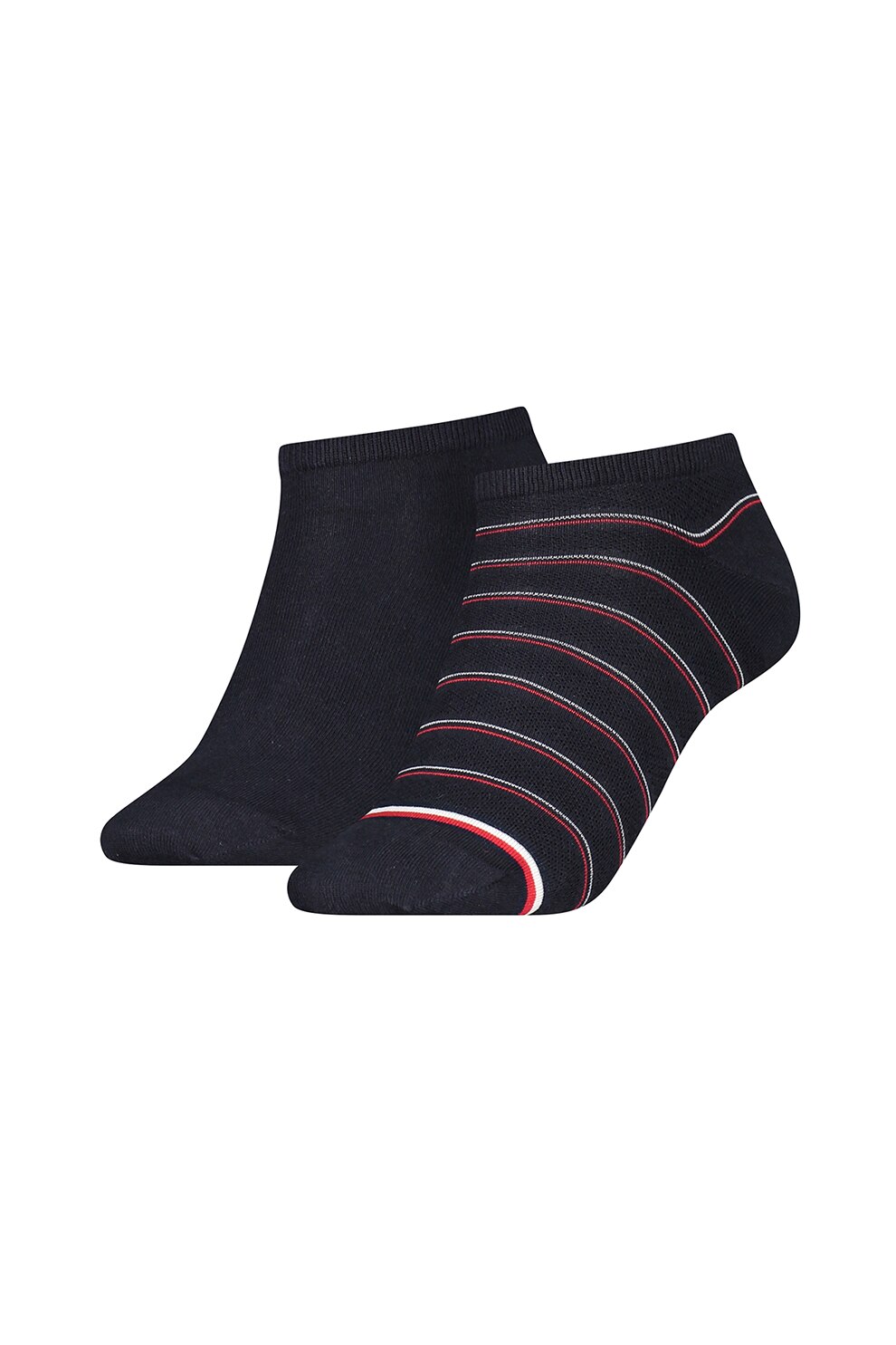 Tommy Hilfiger, Set de sosete scurte - 2 perechi, Negru/Rosu, 39-42