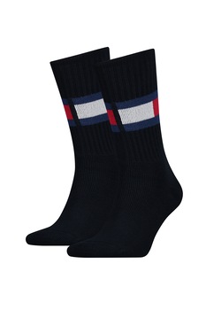 Tommy Hilfiger, Sosete lungi cu logo, Negru, 39-42 Tommy Hilfiger, Sosete lungi cu logo, Negru, 39-42