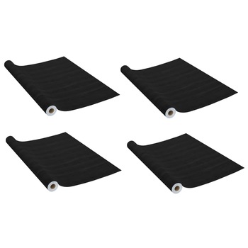 Set de 4 folii de tapet pentru mobilier, vidaXL, PVC, 210 x 90 cm, aspect fibra lemnoasa, Negru Set de 4 folii de tapet pentru mobilier, vidaXL, PVC, 210 x 90 cm, aspect fibra lemnoasa, Negru