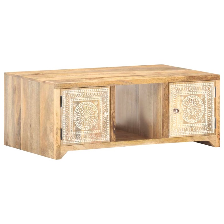 Холна маса vidaXL, Мангово дърво, Традиционни мотиви, Кафяв, 90x50x35 см