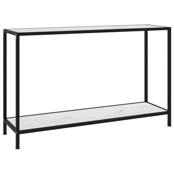 Masa consola, vidaXL, Sticla securizata/Otel, 120 x 35 x 75 cm, Alb/Negru Masa consola, vidaXL, Sticla securizata/Otel, 120 x 35 x 75 cm, Alb/Negru