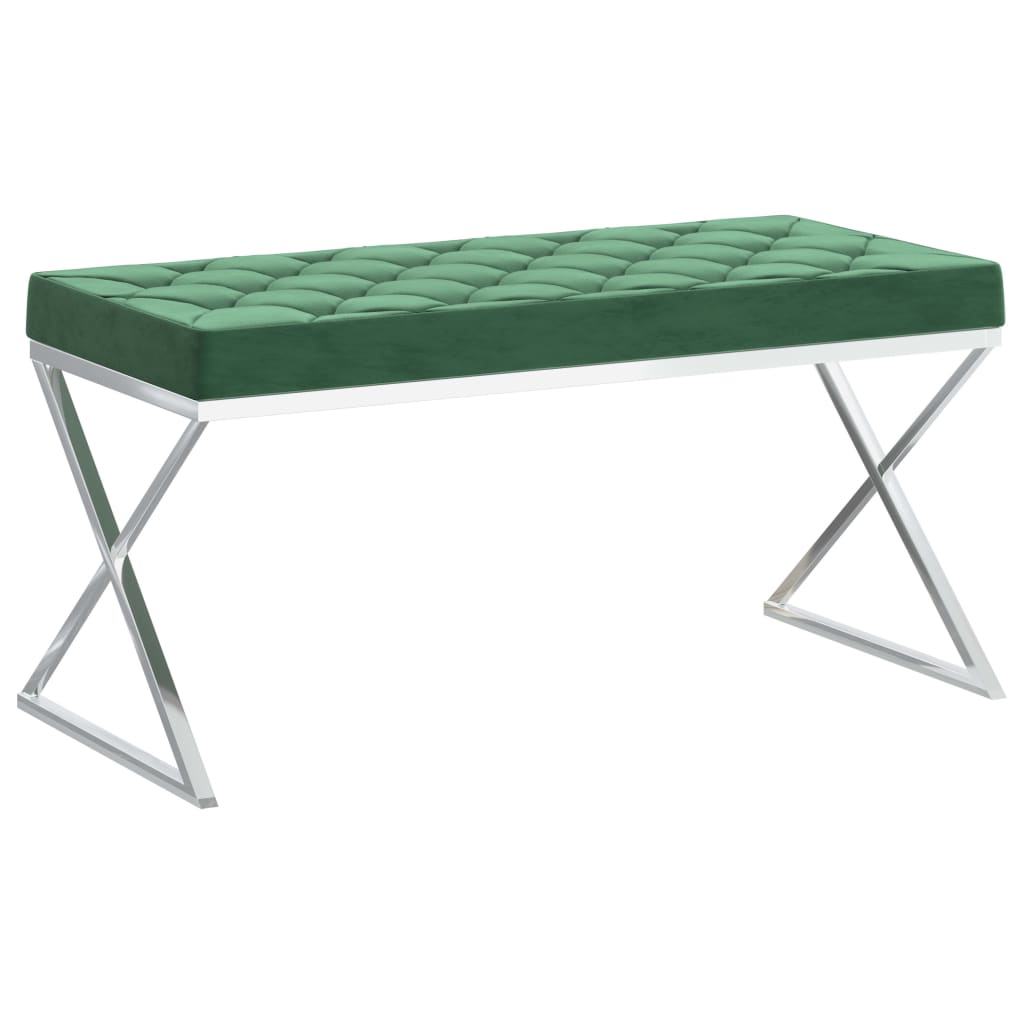 Banca de hol tapitata vidaXL, Catifea, 97 x 44 x 46 cm, Verde