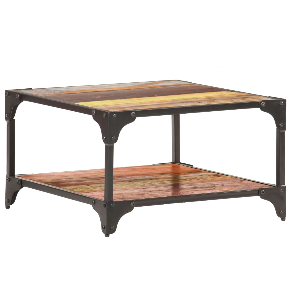 Masuta de cafea, vidaXL, Metal/Lemn reciclat, 60 x 60 x 35 cm, Multicolor